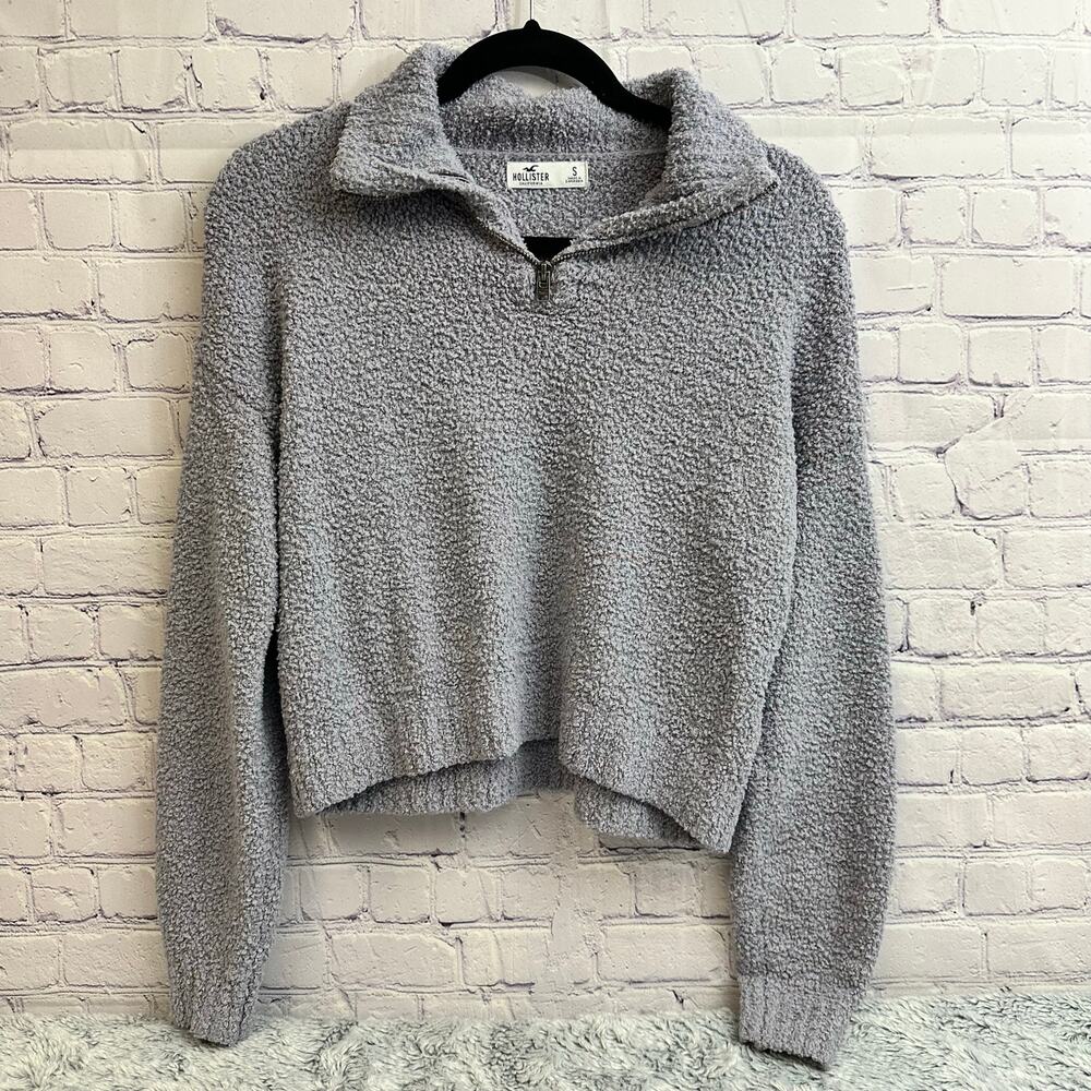 Hollister Purple Sherpa Half Zip Pullover Sweater Women's Small Soft Cozy
